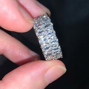 $248 NEW WHITE SAPPHIRE STERLING SILVER BAND SIZE 7 ONLY